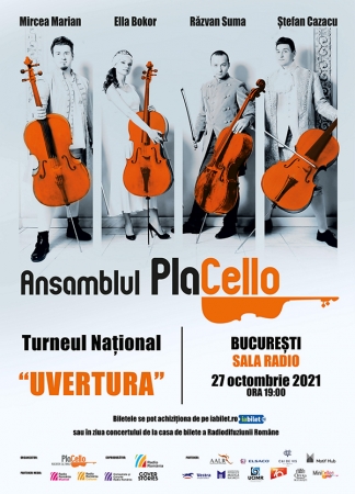 Ansamblul PlaCello: turneul national UVERTURA la Sala Radio